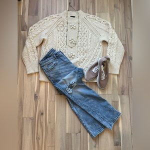 *J Crew Wool Blend Cream Sweater L